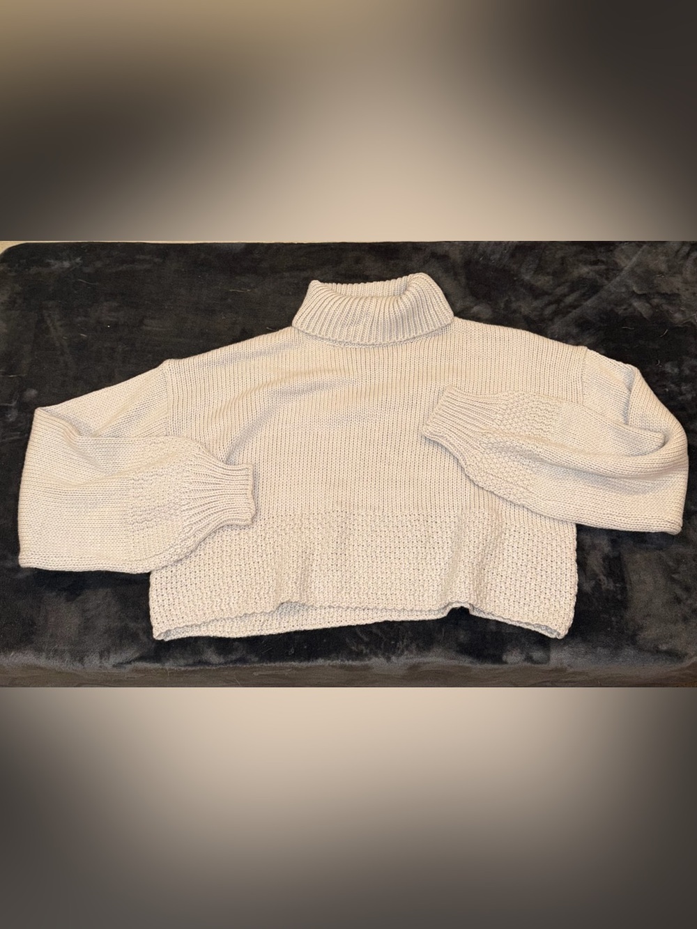 Beginning Boutique Cozy Cropped Turtleneck Sweater in Oatmeal Gray